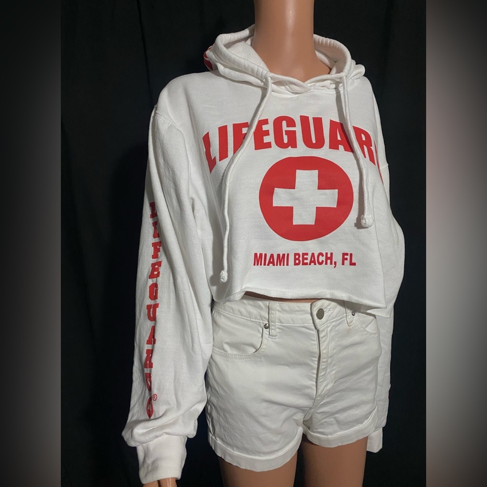 White and Red Lifeguard Hoodie